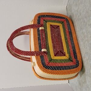 Fabulous big woven purse rainbow colors